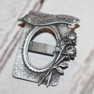 Vintage Grandma Photo frame Brooch by JJ 2" tall